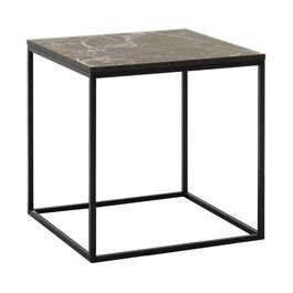 Hanah Home Shp-950-Qq-1 Mesa Auxiliar, 50x52x50 cm, Tablero de Partículas Recubierto de Melamina, Negro y Mármol